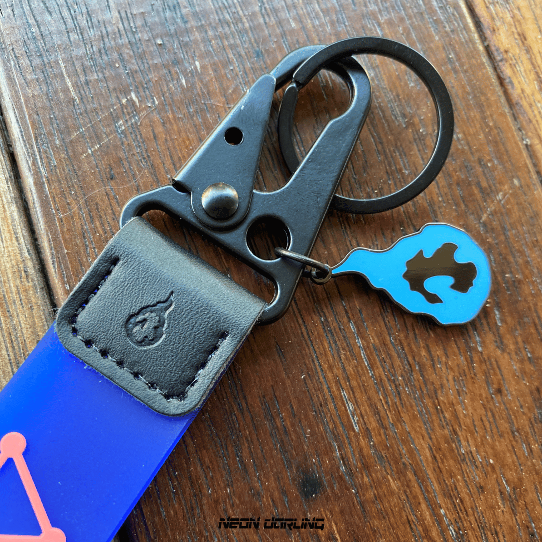 Immortal Shadow Divine Dogs Inspired Jelly Keystrap debossed logo close up