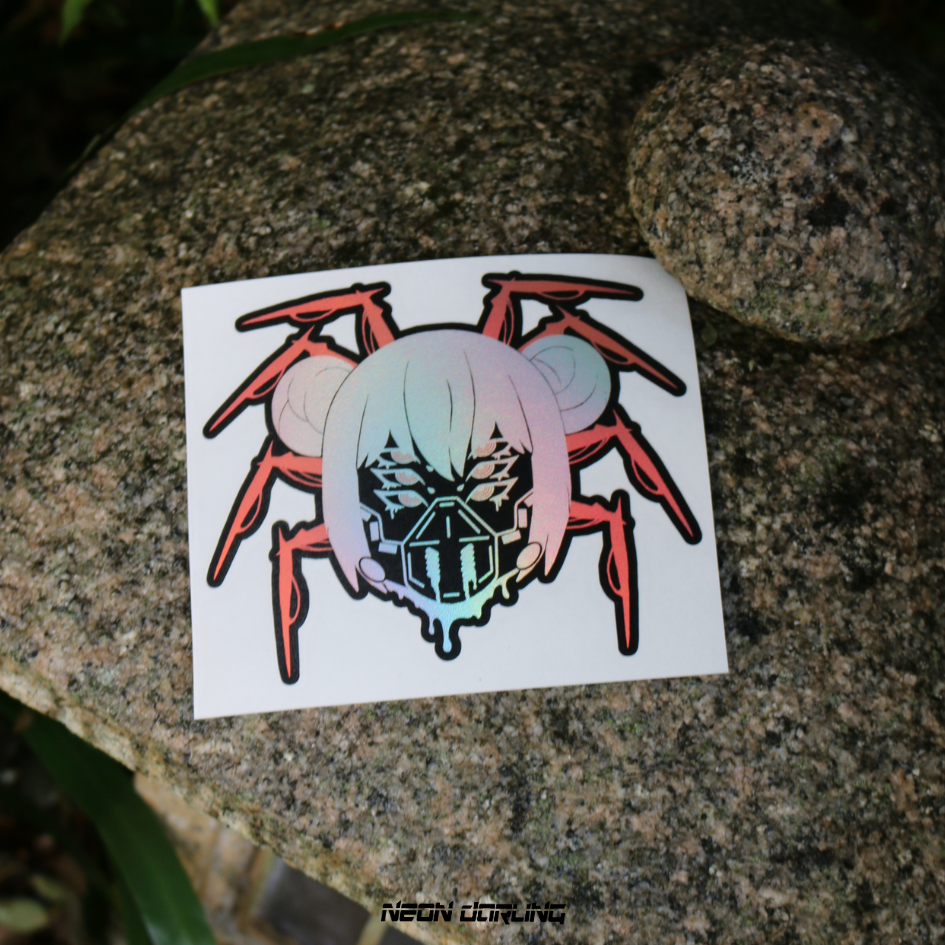 Cyber Jorōgumo Kana Holographic Sticker Japanese Yokai weatherproof